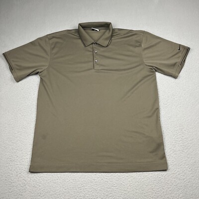 VINTAGE Nike Golf Collared Polo Shirt Men Large Brown Greenish Black Swoosh  Logo