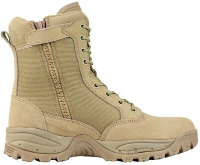 Womens Military Tactical Work Boots with Zippers in Desert Tan