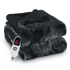 Electric Throw Blanket 50" X 60" Soft Faux Fur Heated LED Display 6 Heat Levels