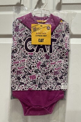 CAT Road Trip Heavy Equipped Baby Girl Three Piece Set 24 Months Sweet Pea Vert