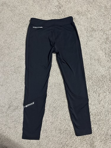 Under Armour Full Length Youth Junior Medium Leggings Black w/ White Logo - Picture 3 of 4