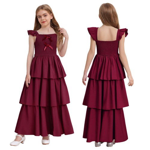 Girls Maxi Dress Vintage Charm Party Dress Ankle Length Sweet Cute Casual Gown - Picture 4 of 71