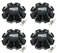 4x NEW Moto Metal Gloss Black Wheel Center Caps w/ Screws 5/6/8 Lug MO962 MO200