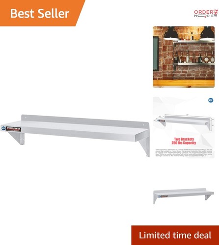Heavy Duty Wall Mount Shelf Stainless Steel 48x14 in Commercial Kitchen Garage