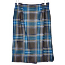 Vintage Charter Club Wool Plaid Pencil Skirt Fits Size 6 Brown Dark Academia USA