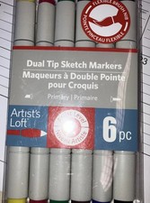 Artist s Loft- Dual Tip Sketch Markers- Primary Colors 6pc.