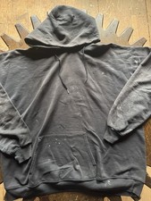 VTG Pullover Hoodie Faded Grunge Punk Thrashed SZ XL Black Lightweight Boxy