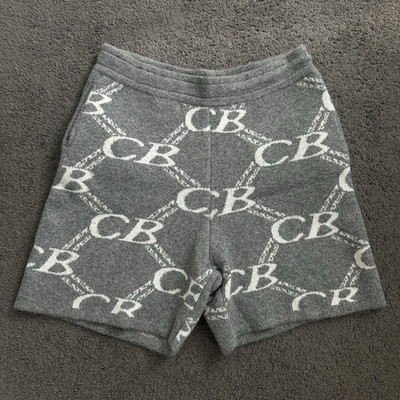 Cole Buxton Herren Sweat-Shorts Strick Logo-Muster elastischer Bund Grau/Weiß XL