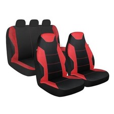 3-Piece Sports 1500 Seat Covers, Front and Rear Car Seat Covers, Red / Black