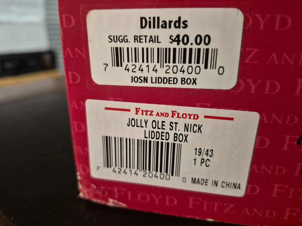 Fitz And Floyd Jolly Ole St. Nick Caja con Tapa Tarro de Caramelos de Santa con Caja de 8" Usado en Excelente Condición Foto 4 de 4
