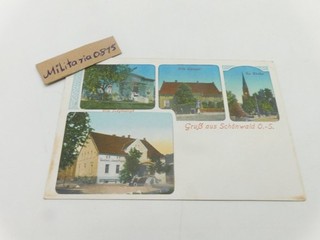 Excellent Postcard 1930 Greeting from Schönwald Upper Silesia Multi Picture Bojków