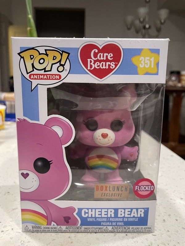 FUNKO POP CARE BEARS CHEER BEAR # 351 FLOCKED BOXLUNCH EXCLUSIVE RAINBOW