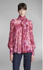 NWT Zimmermann KALEIDOSCOPE TIE NECK BLOUSE Pink Size AU 1/ US6