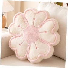 Flower Shaped Decorative Throw Pillow Cushion for Bed Couch, 13.7 Inches Beige