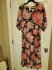H&M Cottage Core Floral Print  Puff Sleeve Loose Fit Maxi Dress Size S