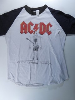 Vintage L white/black AC/DC Flick of the Switch Tour '80s T SHIRT raglan