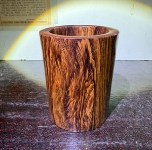 Wonderful Vtg. Chinese Export Wood Brush Pot or Incense Pot