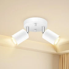 LED 2 Light Track Lighting Kit, LED Track Lighting Fixtures, White Round Ceil...