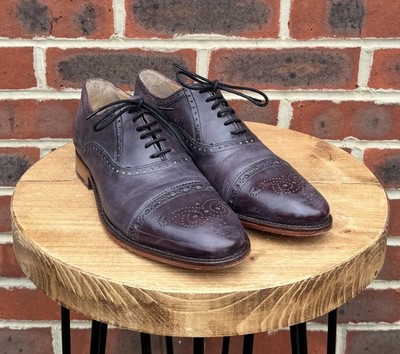 Marks & Spencer Mens Leather Brogue Shoe UK8 US9 EU42 Purple Shoes Oxford M&S