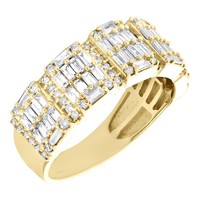 10K Gelbgold Herrenring Statement Diamant Bandring 8Mm, Rund & Baguette, 1,65 Ct