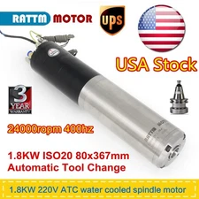〖USA〗1.8KW ISO20 ATC Water Cooled Spindle Motor Automatic Tool Change 400Hz 220V