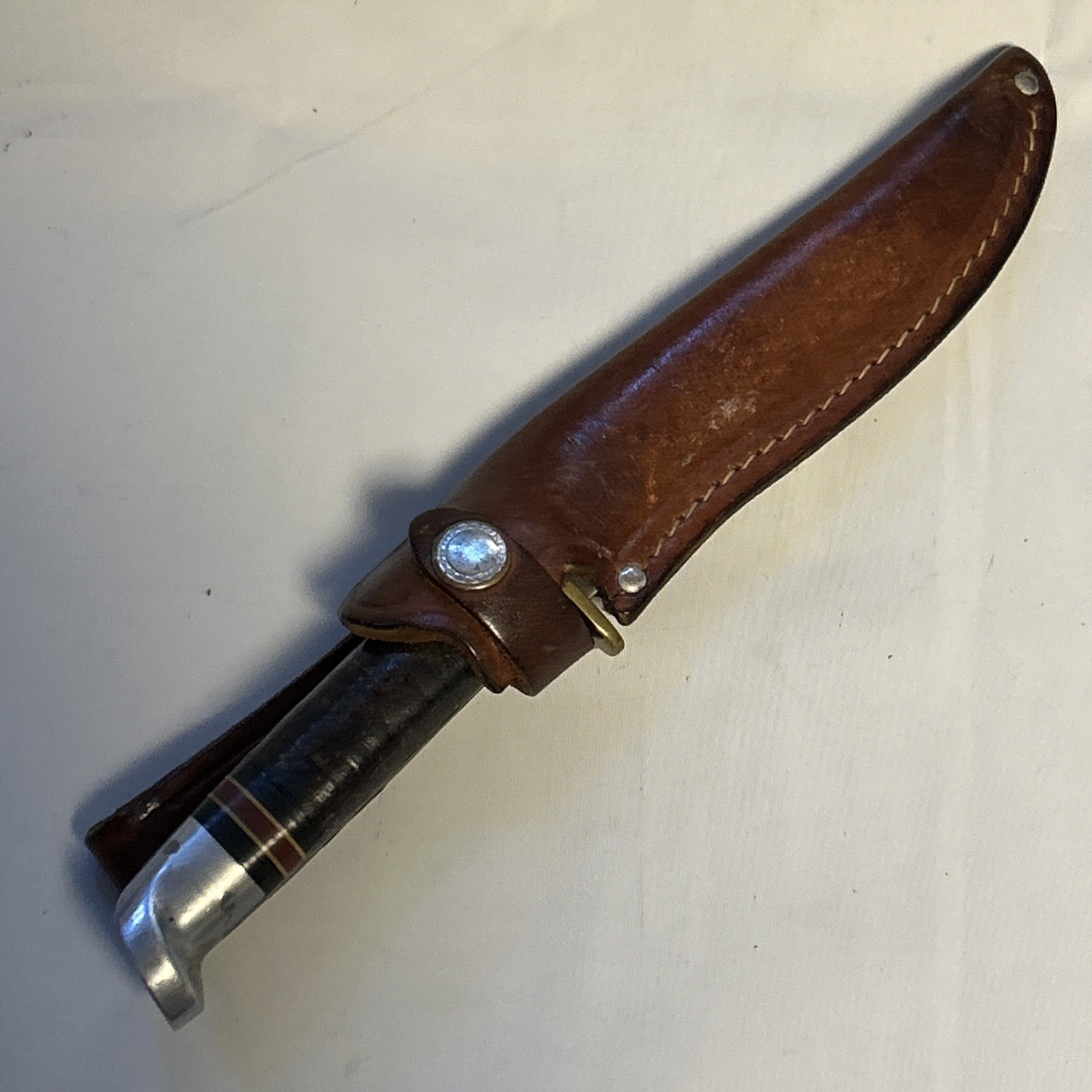VINTAGE 1950-60 WESTERN BOULDER COLO. USA # L48A HUNTING KNIFE & LEATHER CASE