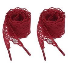 2Pairs Flat Laces Shoelaces, 2.2CM Wide 100CM Length Lacy Shoe Laces, Wine Red