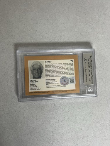 Tarjeta encapsulada firmada por Ric Flair Beckett certificado BAS losa 1991 Campeonato 77 - Imagen 2 de 3