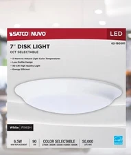 Satco  62-1805R1 - 7" LED White Disk Light - CCT Select (1, 2, 6 or 12 PK)