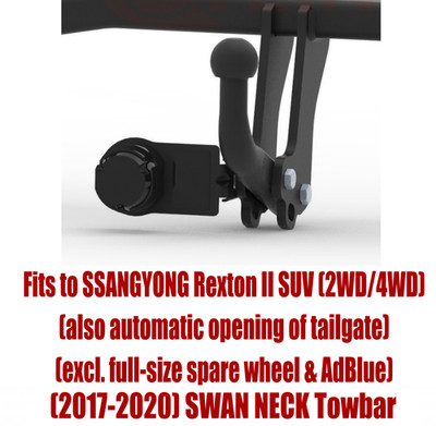 Swan Tow Bar For SSANGYONG Rexton SUV (2017-2020) & 7 Pin Bypass Relay Kit S470