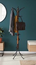 Handmade Wooden & Metal Coat Rack Stand – Modern Freestanding Hall Tree – Walnut
