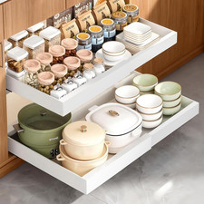 2-Pack Expandable Pull Out Cabinet Organizer, Slide Out Drawers with Upgrade 3 S