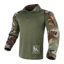 KRYDEX Gen3 Combat Shirt Top Army Uniform w Elbow Pads Clothing Woodland Airsoft