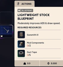 Arc Raiders Lightweight Stock Blueprint - All Platforms PC/PS5/XBOX