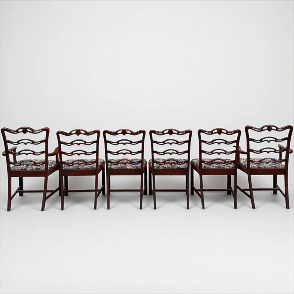 Juego de seis sillas de comedor tradicionales vintage de los años 40 Foto 2 de 4