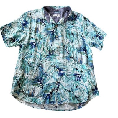 Tommy Bahama Shirt Mens XL Green Palm Cascade Veracruz Cay Hawaiian Camp Aloha