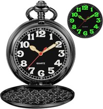 Smooth Covered Men's Pocket Watch,Luminous Arabic Numerals Black Dial BS-new06