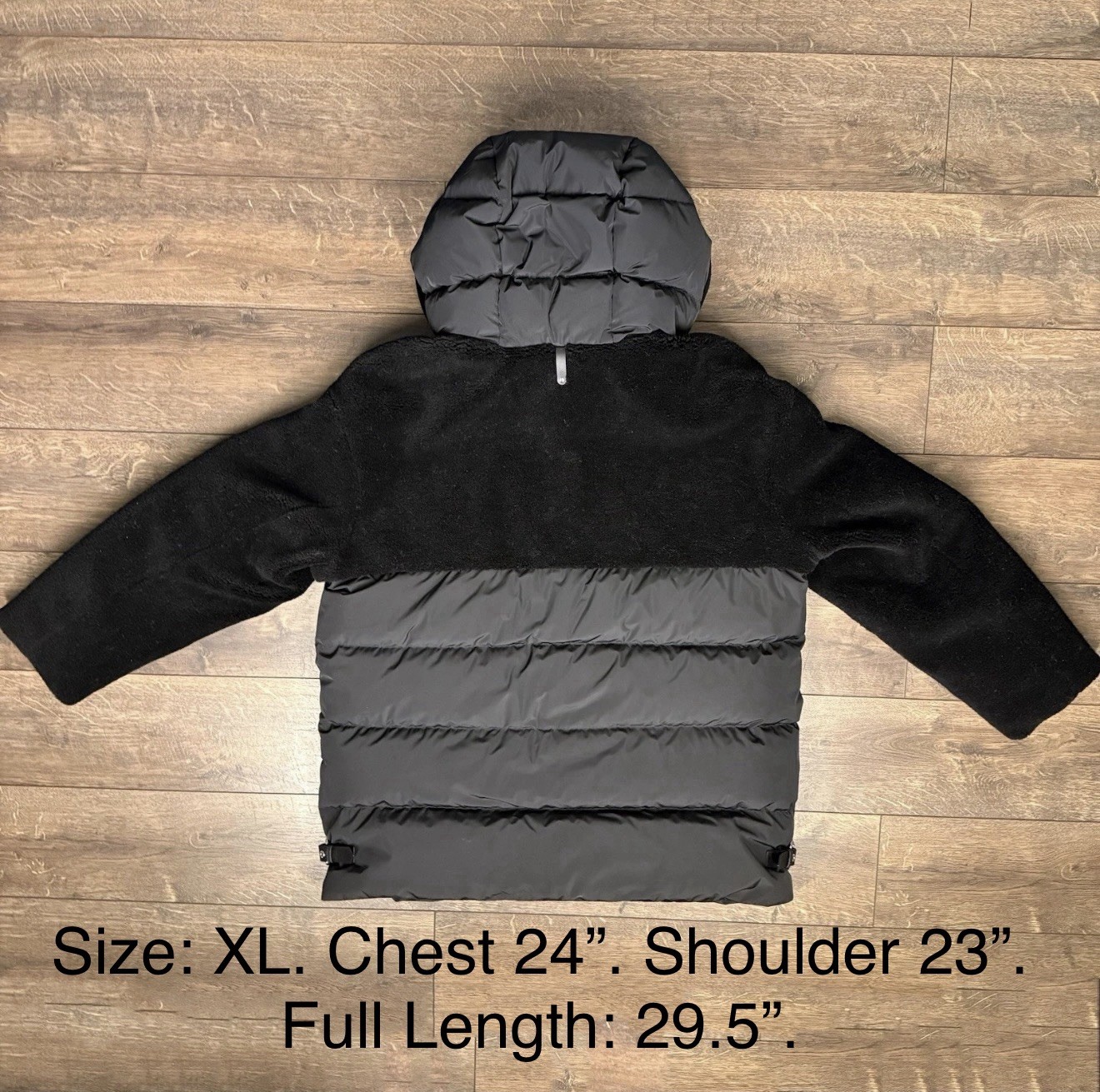 Mackage Junia Woman’s XL Black Down Puffer Jacket Hooded Shearling Trim NWT image 3