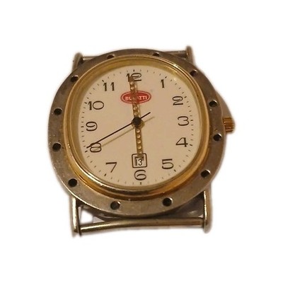 Bugatti Analogue Wristwatch White Dial Arabic Numerals Date Two-Tone Silver/Gold