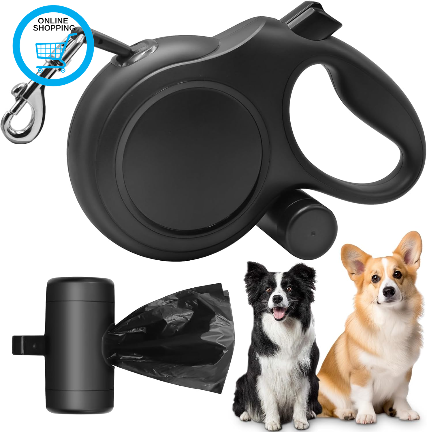8M Retractable Dog Lead,Strong Heavy Duty Extendable Dog Lead with 360° Tangle-F