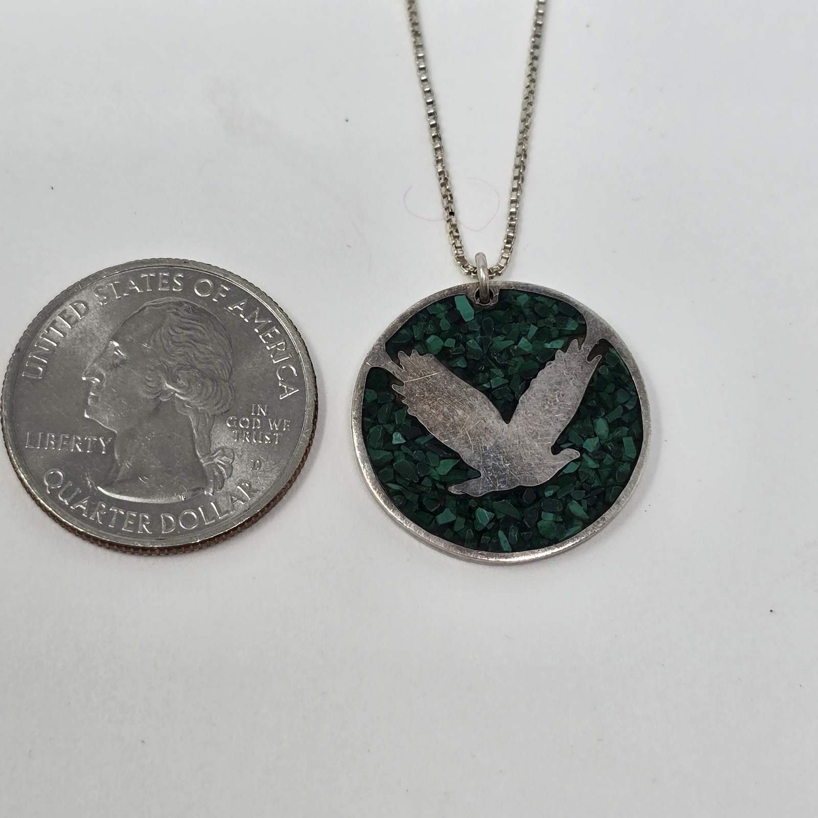 Vtg Native American Sterling Silver Eagle Pendant… - image 5