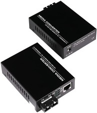 A Pair 2 Pack Multi-Mode Dual SC Fiber Gigabit Fast Ethernet Media Converter,...