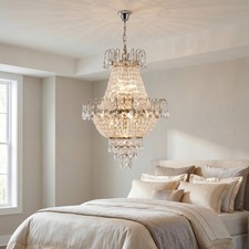 17 inch French Gold Crystal Chandelier Luxury 7 Light Pendant Kitchen Fixture