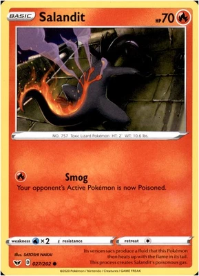 Salandit 027/202 Common - Pokemon SWSH01: Sword & Shield Base Set LP-NM - Image 1 of 2