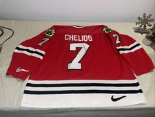 Nike Chris Chelios Chicago Blackhawks Jersey Mens 56 2xl Mic Red Euc Sewn NHL