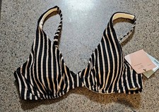 NWT Shade  Shore Black Striped Bikini Bra Top Bathing Suit Swimwear Pick Size