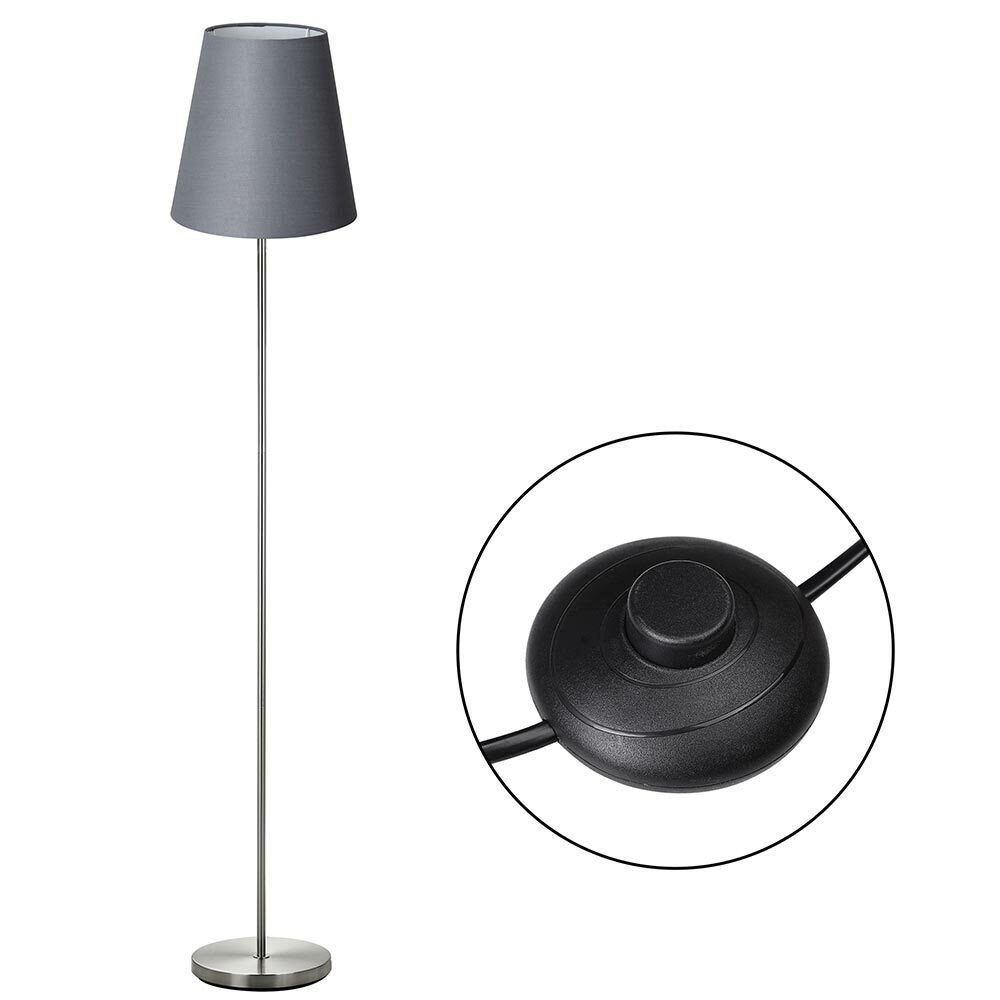 Lampada Piantana da Terra 150cm Design Moderno Paralume E27 60W Tessuto Grigio foto 5