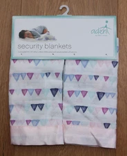 aden and anais Set of 2 identical Security Blankets with Satin Trim ~pretty pink