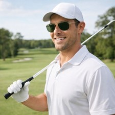 Vintage Foster Grant Gold Aviator Sunglasses Green Lens Classic Golf Style UV"