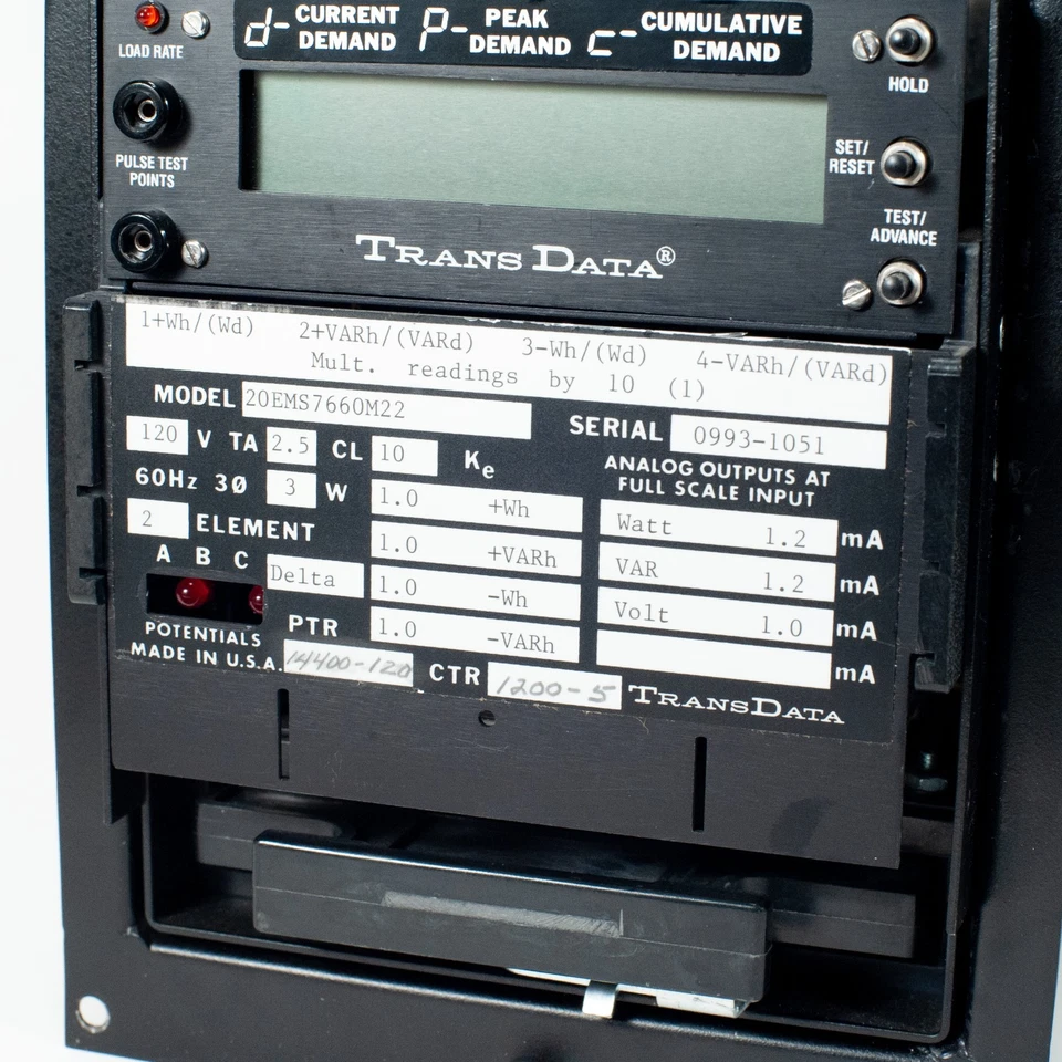 TRANSDATA 20EMS7660M22 Power Meter 120v / 60Hz - Untested but 100% guaranteed - Image 3 of 4